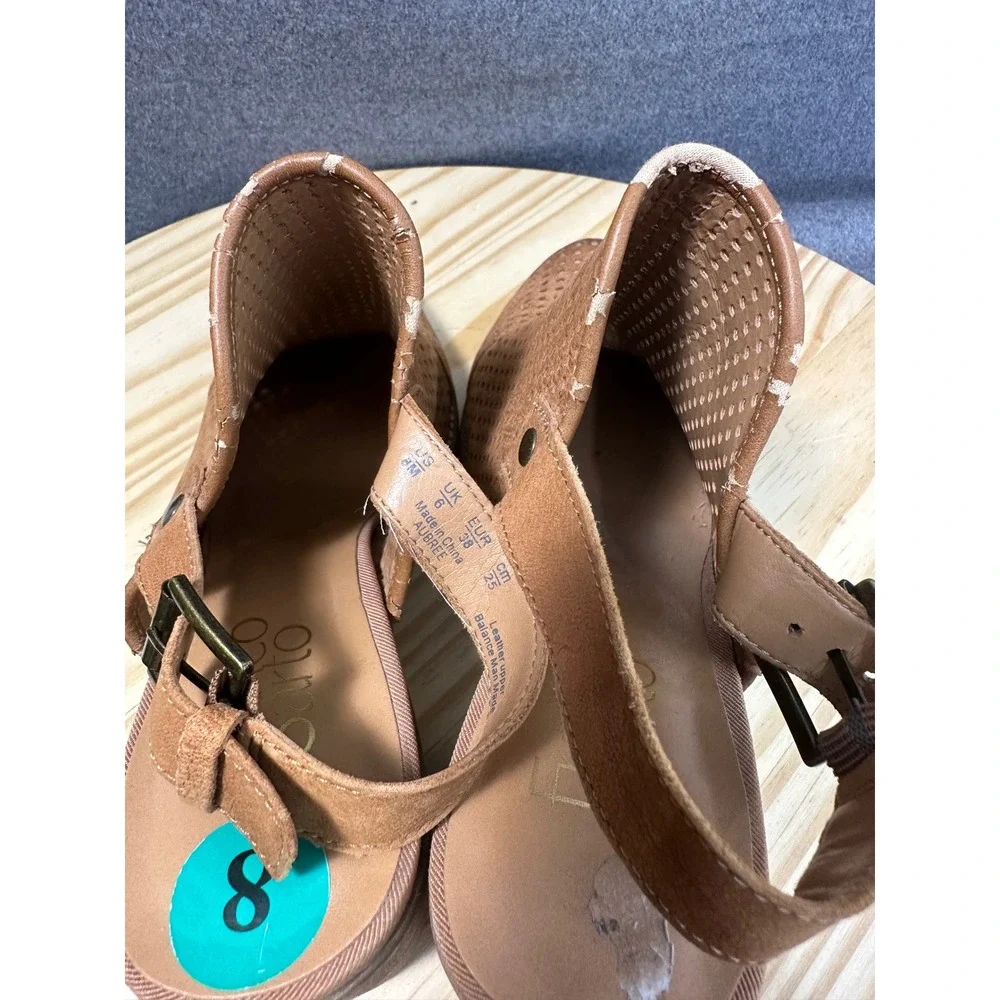 Franco Sarto Womens Aubree Perforated Leather Block Heel Booties Tan Size 8‎